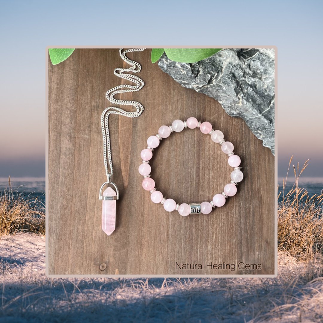 Matching rose 2024 quartz necklaces